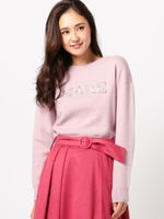 ビジューロゴニット/ピンク