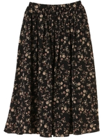 フラワープリントギャザースカート/ブラック