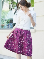 フラワープリントタックスカート/パープル