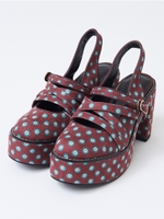 フラワーベルトパンプス/レッド