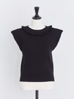 フリルハイネックニット/黒