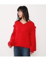 フリンジケーブルニット/RED