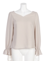 フレア袖レースブラウス/ベージュ