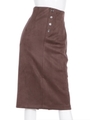 フロントボタンタイトロングスカート/ブラウン