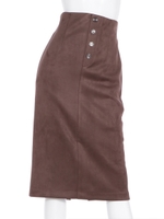 フロントボタンタイトロングスカート/ブラウン