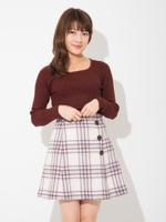 フロントボタンフレアミニスカート/ピンク