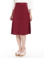 フロントボタン共ベルト付きスカート/ワイン