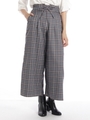 フロントレースアップチェックワイドパンツ/ブルー