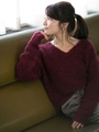 Aperi/ブークレVネックプルオーバー/ボルドー3(103)