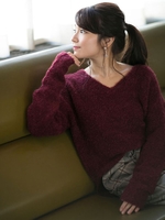 Aperi/ブークレVネックプルオーバー/ボルドー3(103)