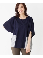 ブロッキングドルマンカットソー/ネイビー(593)