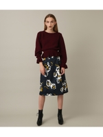 プリントフラワーフレアSK/NVY