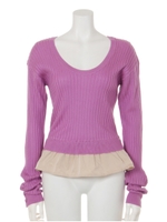 ヘムフリルリブニット/purplepink