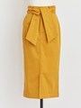ベルトリボンIラインスカート/マスタード