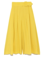 ベルト付スカート風ワイドパンツ/YEL