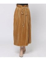 ベロアサテンプリーツSK/キャメル(017)