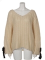 ベロアリボンスリーブボリュームニットTOPS/WHT
