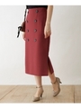 ボタンポイント タイトスカート/レッド(062)