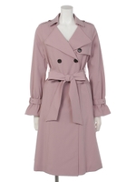 ボリュームスリーブロングトレンチコート/ピンク