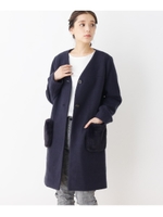 ポケットエコファーノーカラーコート/ネイビー(093)