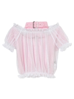 メッシュレイヤードトップス/ピンク