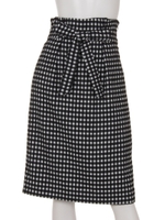 モールギンガムサッシュ付タイトスカート/ブラック