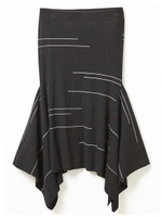 ラインボーダーリブアシメヘムスカート/ブラック