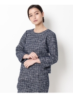 ラメ混ツイードプルオーバーブラウス/ネイビー(493)