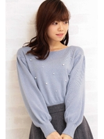 ランダムパールニット/ミストブルー(110)