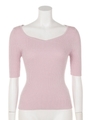 リブニットTOP/ピンク