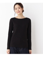 リブボートネックニット/ブラック(019)