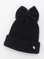 リボンつきニット帽/クロ