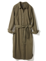 リボン付シャツOP/カーキ