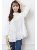 レースはぎフレアブラウス/ホワイト