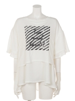 レースアップ異素材レイヤーT/ホワイト