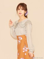 レースカラーTOPS/グレー
