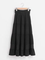 レース切替ティアードスカート/ブラック
