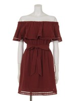 レース切替フレアオフショルOP/ローズ