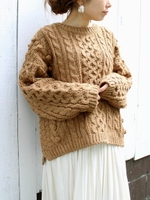 ローゲージケーブルニット/ブラウン