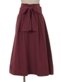 ワイドベルトフレアスカート/レッド