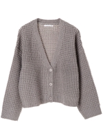 ワッフルショート丈カーディガン/杢グレー