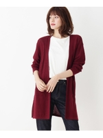 ワッフルロングカーディガン/ボルドー(064)