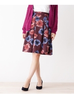 花柄タックフレアスカート/ボルドー(164)