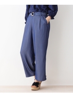 丸カンベルト付きペグトップワイドパンツ/ブルー(092)