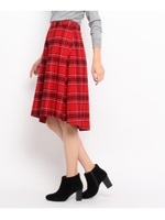 起毛チェックスカート/ワインレッド(263)