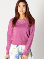 衿カットワークレースニット/紫系
