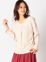 後ろパールブラウス/ベージュ