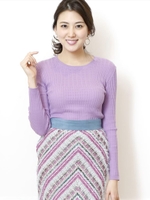細リブ切替ニット/ラベンダー