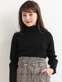 折り返しタートルリブニット/ブラック