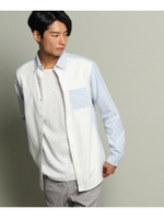 前身フランネルシャツ/オフホワイト×ライトブルー(303)